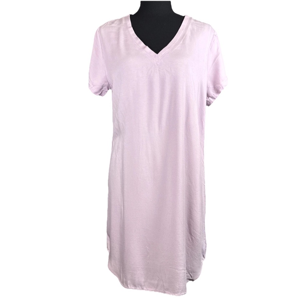 Anthropologie Cloth & Stone T-Shirt Dress Tunic V-Neck‎ Purple High Low Hem Sz M
